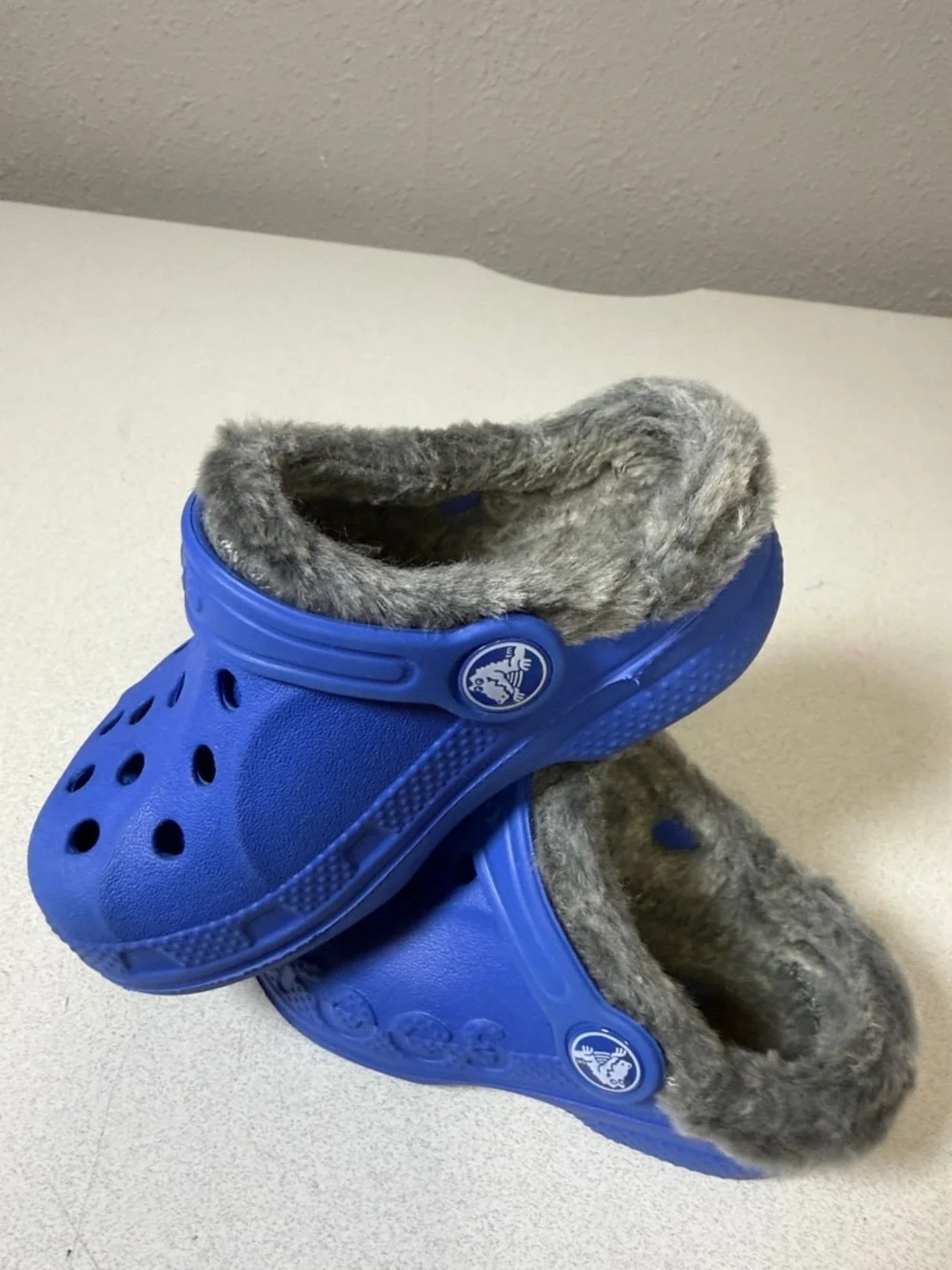 CROCS Kids Blue Faux-Fur Lined Clog